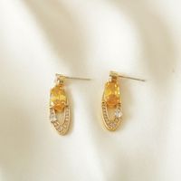 1 Pair Elegant Simple Style Geometric Copper Zircon Drop Earrings main image 1