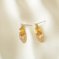 1 Pair Elegant Simple Style Geometric Copper Zircon Drop Earrings main image 3