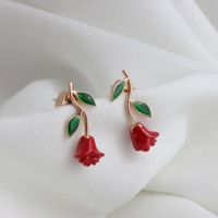 1 Pair Elegant Sweet Rose Copper Ear Studs main image 6