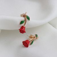 1 Pair Elegant Sweet Rose Copper Ear Studs main image 4
