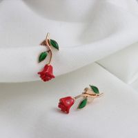 1 Paire Élégant Sucré Rose Le Cuivre Boucles D'Oreilles main image 3