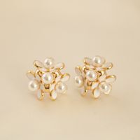 1 Pair Elegant Vintage Style Flower Imitation Pearl Artificial Pearls Ear Studs sku image 2