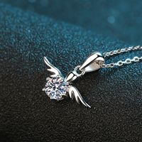 Elegant Simple Style Angel Wings Sterling Silver Plating Moissanite Zircon Pendant Necklace 1 Piece main image 1