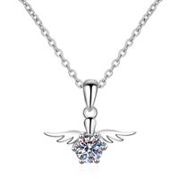Elegant Simple Style Angel Wings Sterling Silver Plating Moissanite Zircon Pendant Necklace 1 Piece main image 2