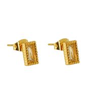 Casual Simple Style Geometric Stainless Steel Zircon Ear Studs 1 Pair main image 5