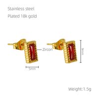 Casual Simple Style Geometric Stainless Steel Zircon Ear Studs 1 Pair main image 2