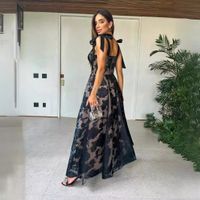 Women's Swing Dress Sexy U Neck Sleeveless Maple Leaf Maxi Long Dress Holiday Daily Beach main image 2