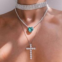 Elegant Glam Cross Heart Shape Alloy Rhinestone Copper Women's Pendant Necklace main image 1