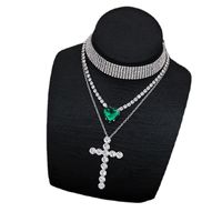 Elegant Glam Cross Heart Shape Alloy Rhinestone Copper Women's Pendant Necklace main image 3