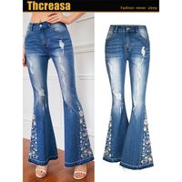 Women's Holiday Daily Casual Streetwear Flower Full Length Washed Flared Pants main image 5