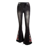 Women's Holiday Daily Streetwear Flower Full Length Washed Flared Pants main image 3