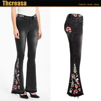 Women's Holiday Daily Streetwear Flower Full Length Washed Flared Pants main image 4
