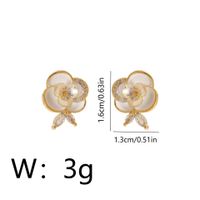 1 Pair Lady Commute Flower Inlay Copper Zircon 18K Gold Plated Ear Studs sku image 1