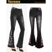 Women's Holiday Daily Streetwear Flower Full Length Washed Flared Pants main image 6
