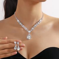 Artificial Crystal Copper Elegant Glam Water Droplets Jewelry Set main image 4