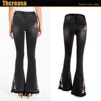Women's Holiday Daily Streetwear Flower Full Length Washed Flared Pants main image 5