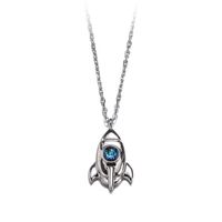 Sterling Silver Casual Simple Style Classic Style Inlay Spacecraft Glass Stone Pendant Necklace sku image 1