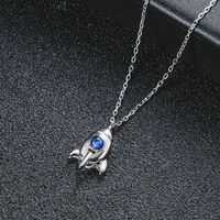 Sterling Silver Casual Simple Style Classic Style Inlay Spacecraft Glass Stone Pendant Necklace main image 5