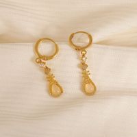 1 Pair Vintage Style Sweet Commute Pipa Inlay Copper Artificial Gemstones 18K Gold Plated Drop Earrings main image 5