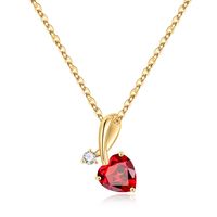Sterling Silver Cute Sweet Plating Inlay Heart Shape Birthstone Zircon Pendant Necklace main image 7