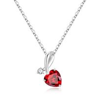 Sterling Silver Cute Sweet Plating Inlay Heart Shape Birthstone Zircon Pendant Necklace sku image 14