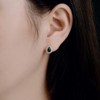 Simple Style Shiny Water Droplets Sterling Silver Plating Inlay Zircon Ear Studs 1 Pair main image 2
