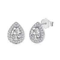 Simple Style Shiny Water Droplets Sterling Silver Plating Inlay Zircon Ear Studs 1 Pair sku image 1
