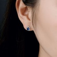 Simple Style Shiny Water Droplets Sterling Silver Plating Inlay Zircon Ear Studs 1 Pair main image 4