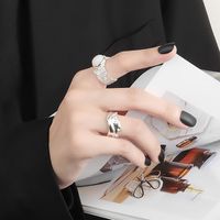 Exaggerated Simple Style Geometric Copper Plating Pleated Inlay Artificial Gemstones Open Rings 1 Piece main image 3