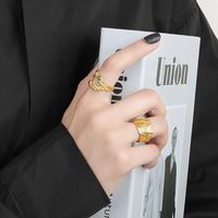 IG Style Simple Style Geometric Copper Plating Pleated Hollow Out Zircon Open Rings 1 Piece main image 4