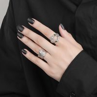 IG Style Simple Style Geometric Copper Plating Pleated Hollow Out Zircon Open Rings 1 Piece main image 3