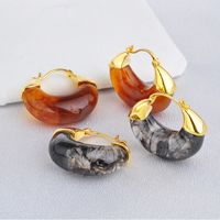 Simple Style Classic Style Geometric Copper Plating Inlay Amber Earrings 1 Pair main image 3
