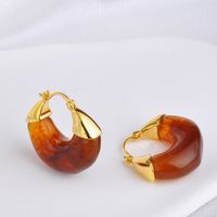 Simple Style Classic Style Geometric Copper Plating Inlay Amber Earrings 1 Pair sku image 2