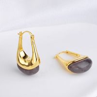 Simple Style Classic Style Geometric Copper Plating Inlay Amber Earrings 1 Pair sku image 5
