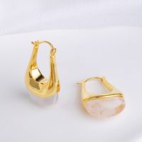 Simple Style Classic Style Geometric Copper Plating Inlay Amber Earrings 1 Pair sku image 6