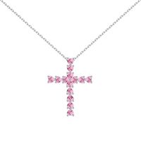 Simple Style Shiny Cross Heart Shape Wings Sterling Silver Plating Inlay Zircon Pendant Necklace 1 Piece sku image 4