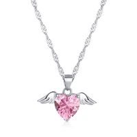 Simple Style Shiny Cross Heart Shape Wings Sterling Silver Plating Inlay Zircon Pendant Necklace 1 Piece sku image 2