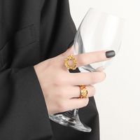 Simple Style Irregular Solid Color Copper Plating Pleated Open Rings 1 Piece main image 3