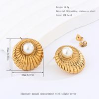 1 Pair Retro Artistic Geometric Plating Inlay 304 Stainless Steel Imitation Pearl Artificial Pearls 18K Gold Plated Earrings main image 8