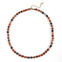 Retro Printing Artificial Crystal Agate Beaded Women's Necklace 1 Piece sku image 1
