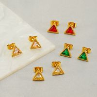 Casual Simple Style Geometric Stainless Steel Zircon Ear Studs 1 Pair main image 1