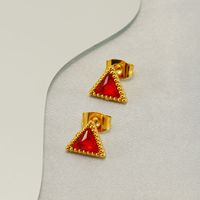 Casual Simple Style Geometric Stainless Steel Zircon Ear Studs 1 Pair main image 3