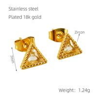 Casual Simple Style Geometric Stainless Steel Zircon Ear Studs 1 Pair sku image 1