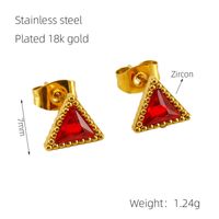 Casual Simple Style Geometric Stainless Steel Zircon Ear Studs 1 Pair sku image 3