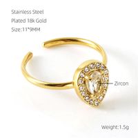 Elegant Simple Style Heart Shape Stainless Steel Zircon Open Rings 1 Piece sku image 6