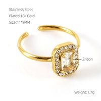 Elegant Simple Style Heart Shape Stainless Steel Zircon Open Rings 1 Piece sku image 11