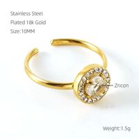 Elegant Simple Style Heart Shape Stainless Steel Zircon Open Rings 1 Piece sku image 16