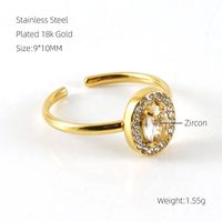 Elegant Simple Style Heart Shape Stainless Steel Zircon Open Rings 1 Piece sku image 21