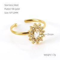Elegant Simple Style Heart Shape Stainless Steel Zircon Open Rings 1 Piece sku image 26