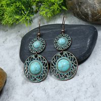 1 Pair Hip-Hop Retro Solid Color Inlay Alloy Turquoise Drop Earrings main image 4